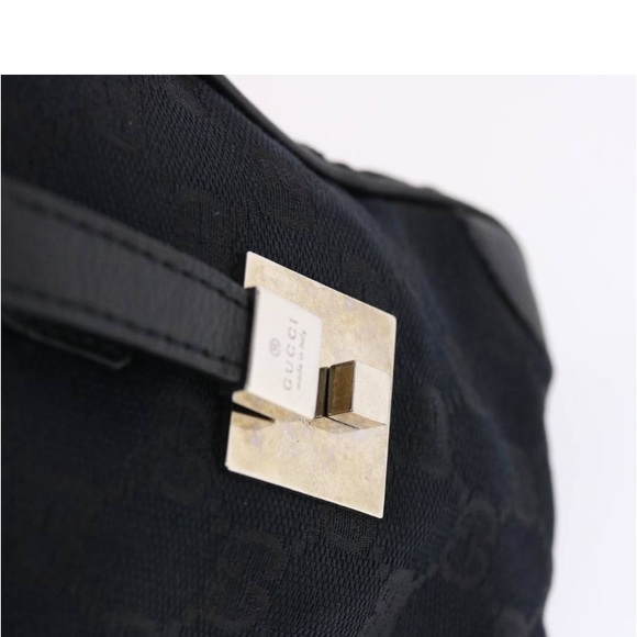 GUCCI GG CANVAS SHERRY Line Handbag Black/White PREOWNED Beautiful Bag - Picture 10 of 16